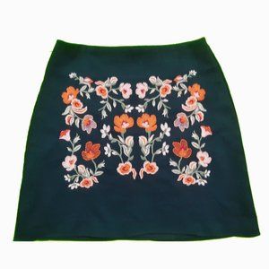 Vintage Miami Mini Skirt Navy w/ Floral Embroidery Sz M